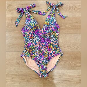 J Crew Floral Tie Strap One Piece